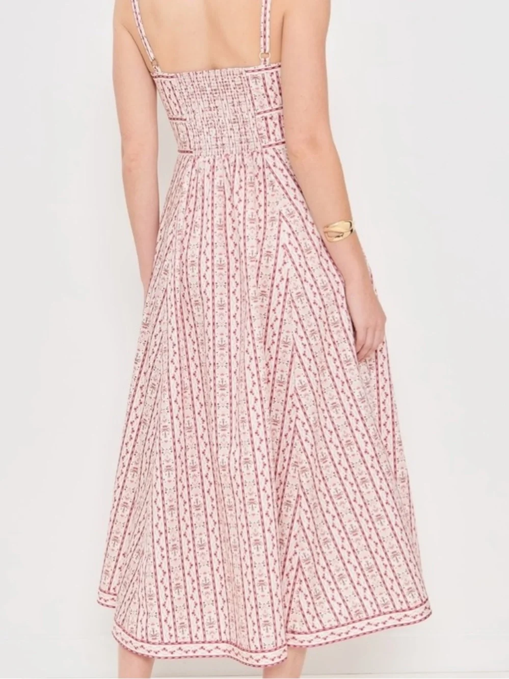 Hill House Strapless Pink & White Floral Midi Dress - Picture 2 of 16